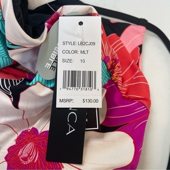 La BLANCA - Swimsuit Tummy Control Reversible Plunge One Piece Floral & Black 10 - Picture 9 of 11